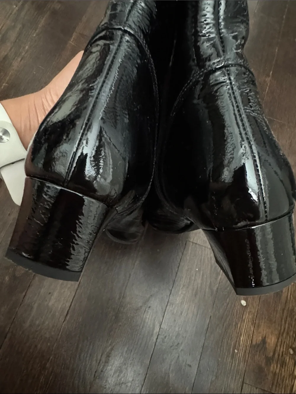 Black Patent Square-Toe Sock Boots Sz 9 - Picture 11 of 11